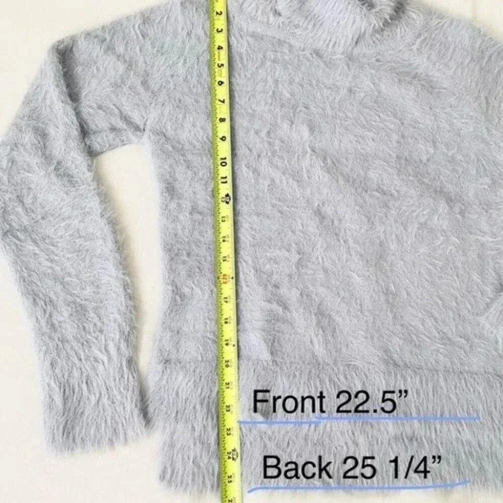 Baby Blue Turtle Neck Shaggy Eyelash Sweater Japan